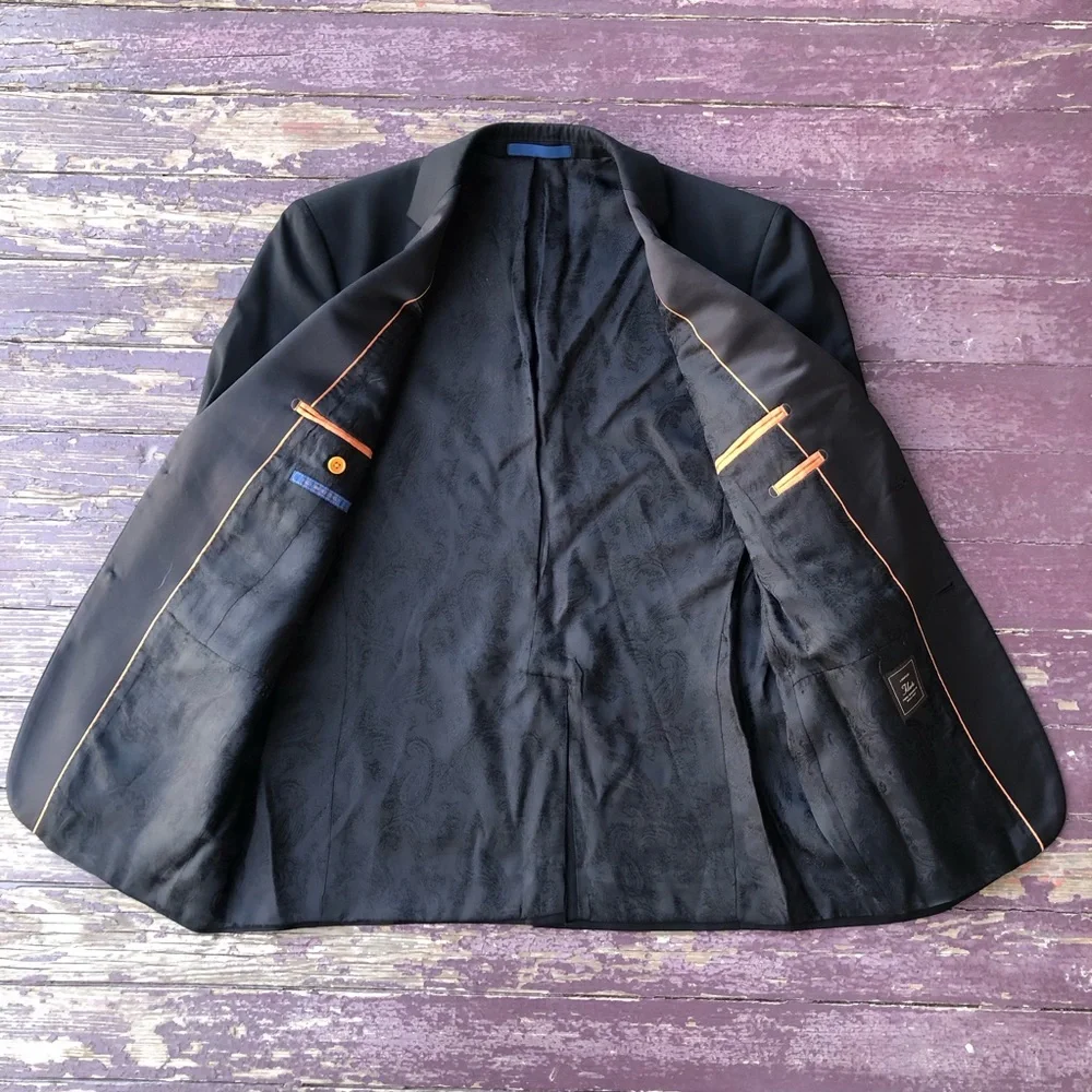 Paul Betenly Rocco Tuxedo Jacket Black 100% Wool Super 120s 38S